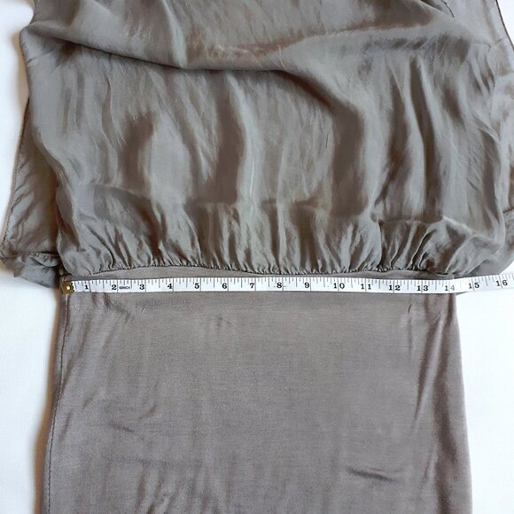 GIUSY 100% Silk Sleeveless Mushroom Top Blouse in Neutral Gray - Picture 8 of 13